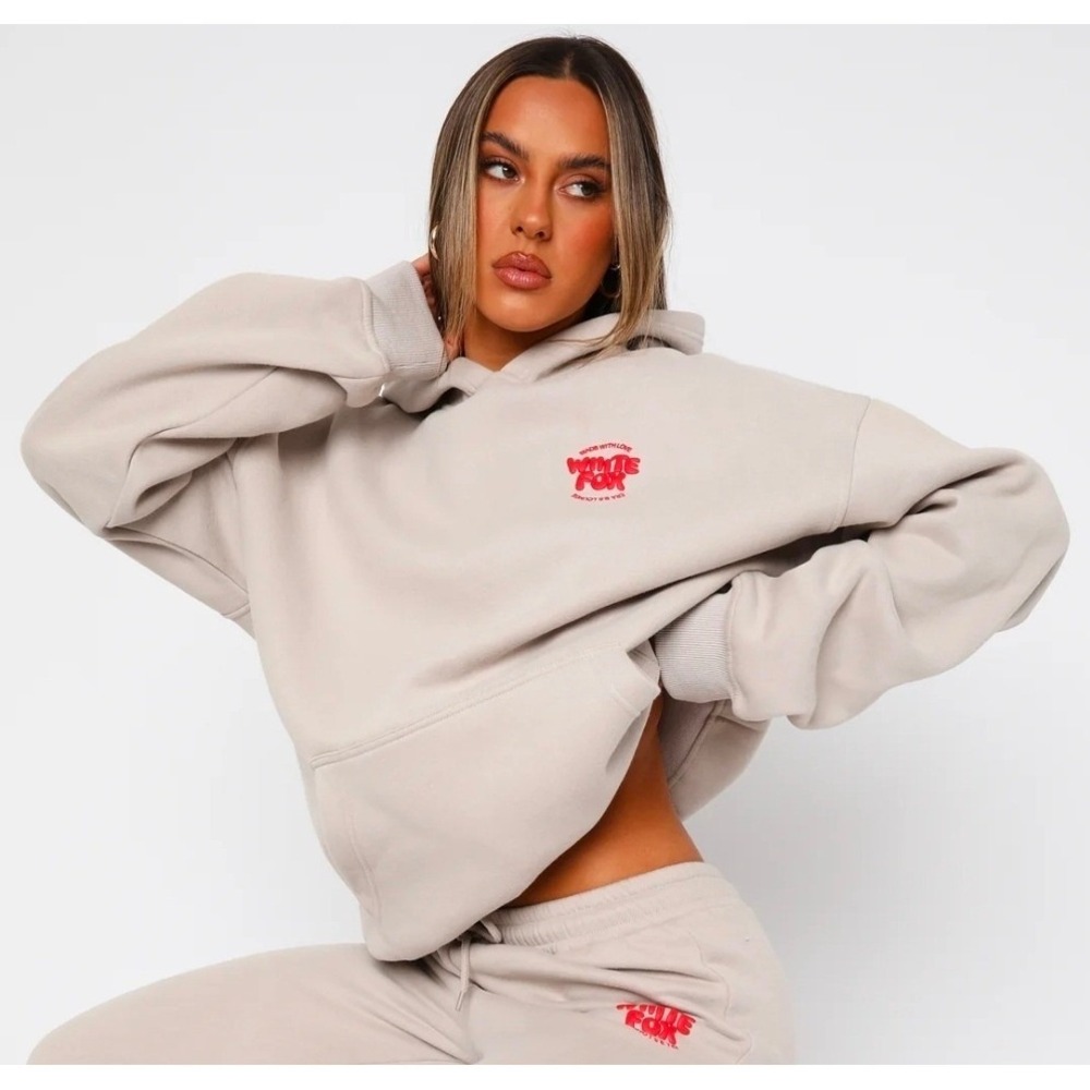 White Fox Boutique Hoodie Women XXS/XS Beige Era 8.5 Lounge Oversized Streetwear